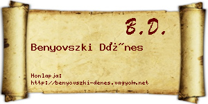 Benyovszki Dénes névjegykártya