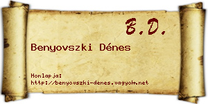 Benyovszki Dénes névjegykártya