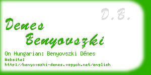 denes benyovszki business card